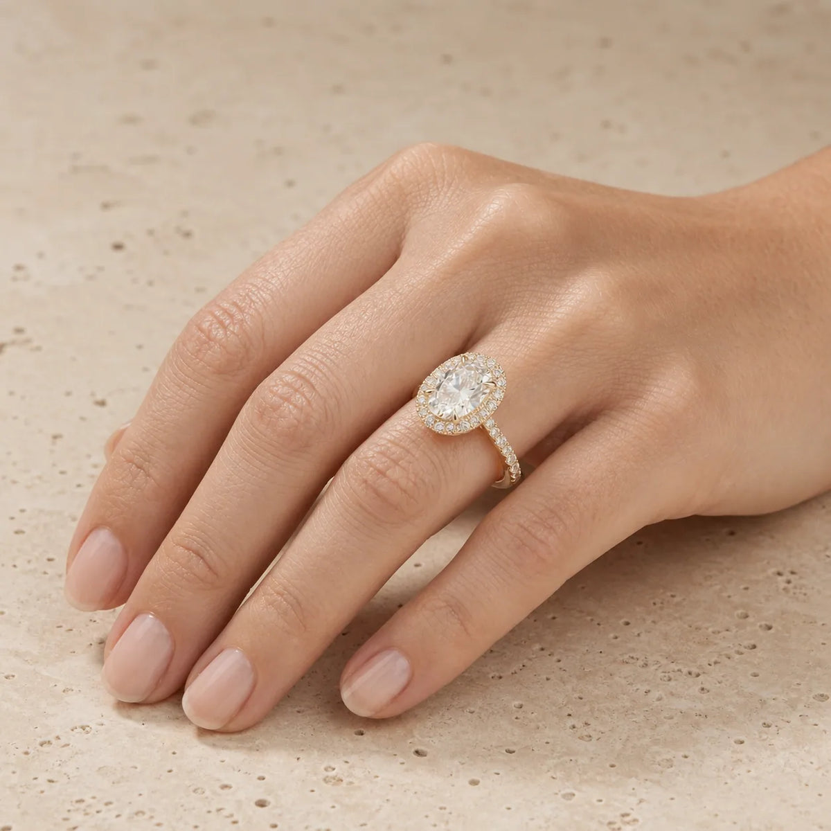 2.5 CT Oval Lab-Grown Diamond Halo Engagement Ring