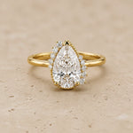 2.5 CT Pear Lab-Grown Diamond Halo Milgrain Engagement Ring
