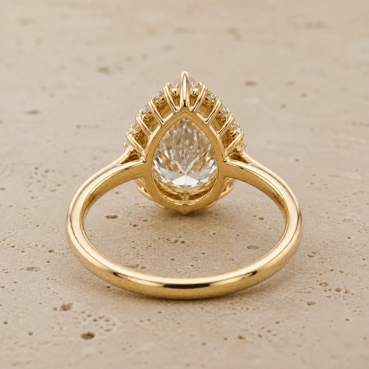 2.5 CT Pear Lab-Grown Diamond Halo Milgrain Engagement Ring