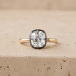 2.6 CT Cushion Lab-Grown Diamond Georgian-Inspired Black Collet Button-Back Engagement Ring