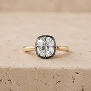 2.6 CT Cushion Lab-Grown Diamond Georgian-Inspired Black Collet Button-Back Engagement Ring