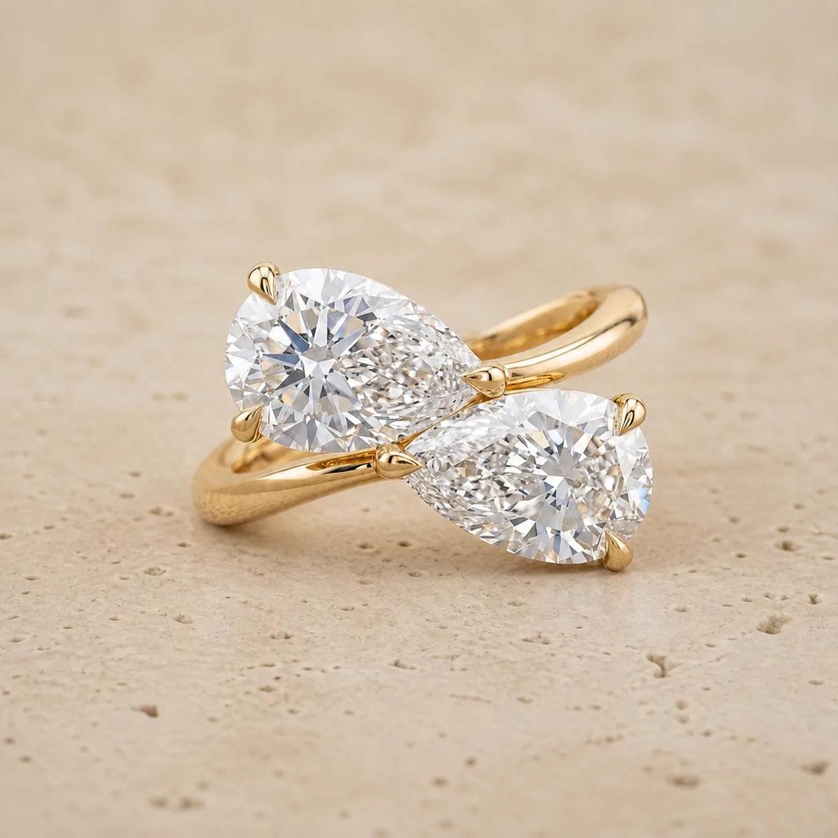 2.6 CT Pear Lab-Grown Diamond Toi et Moi Ring