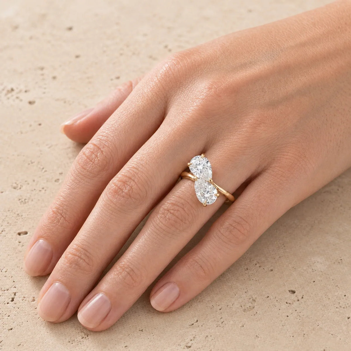 2.6 CT Pear Lab-Grown Diamond Toi et Moi Ring