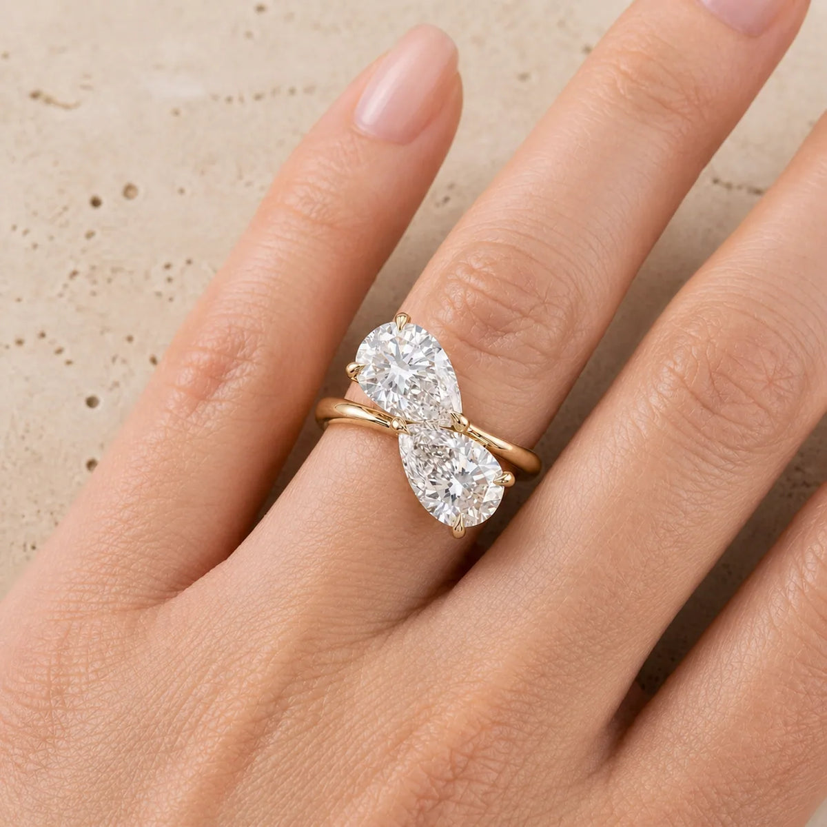 2.6 CT Pear Lab-Grown Diamond Toi et Moi Ring