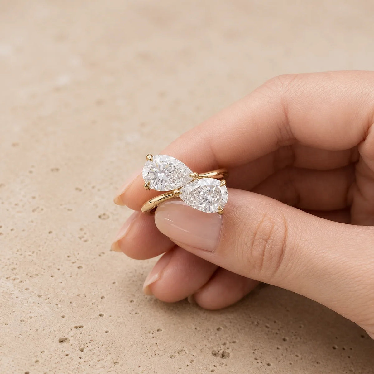 2.6 CT Pear Lab-Grown Diamond Toi et Moi Ring