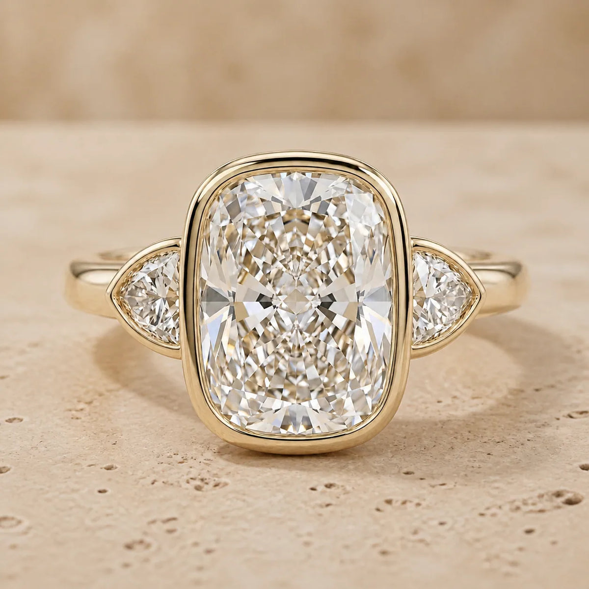2.69 CT Cushion Lab-Grown Diamond Three-Stone Engagement Ring