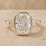 2.69 CT Cushion Lab-Grown Diamond Three-Stone Engagement Ring
