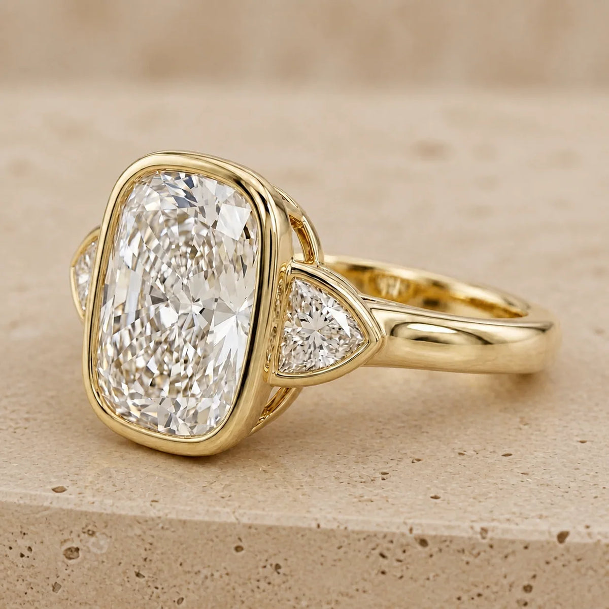 2.69 CT Cushion Lab-Grown Diamond Three-Stone Engagement Ring