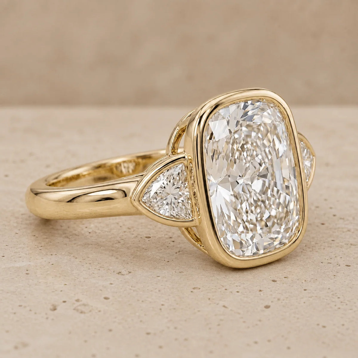 2.69 CT Cushion Lab-Grown Diamond Three-Stone Engagement Ring