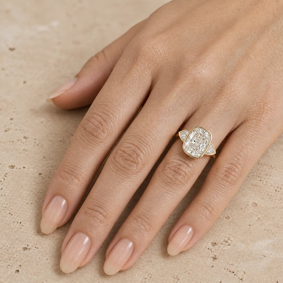 2.69 CT Cushion Lab-Grown Diamond Three-Stone Engagement Ring