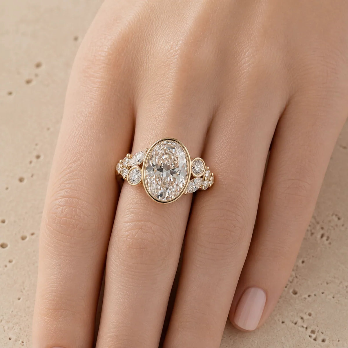 2.72 CT Oval Lab-Grown Diamond Bezel-Set Engagement Ring