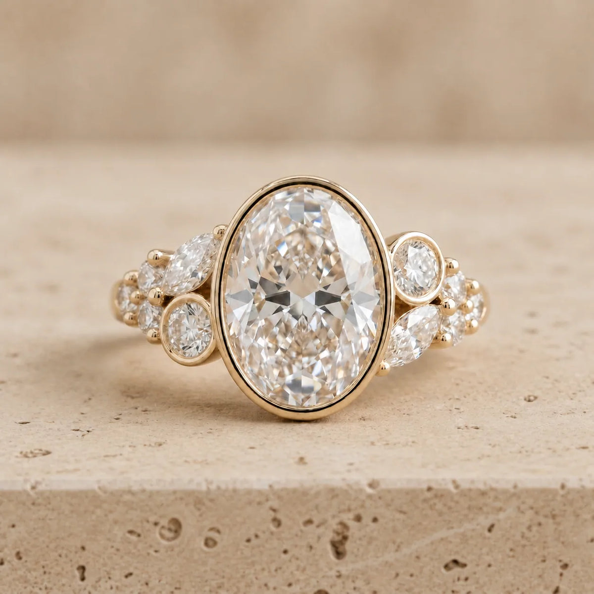 2.72 CT Oval Lab-Grown Diamond Bezel-Set Engagement Ring