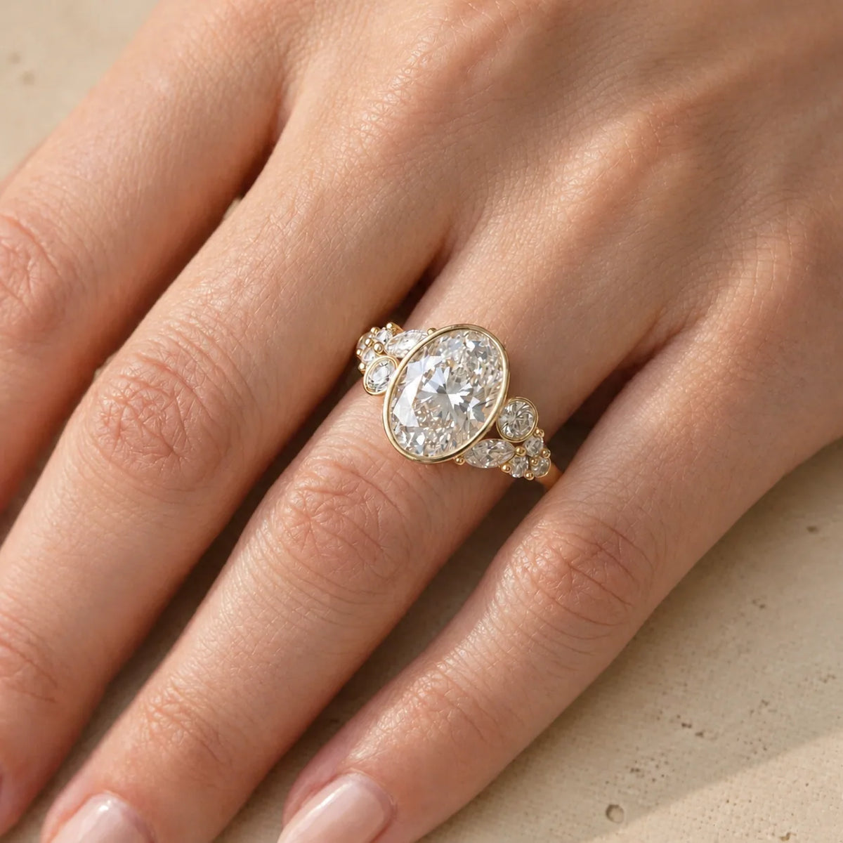 2.72 CT Oval Lab-Grown Diamond Bezel-Set Engagement Ring