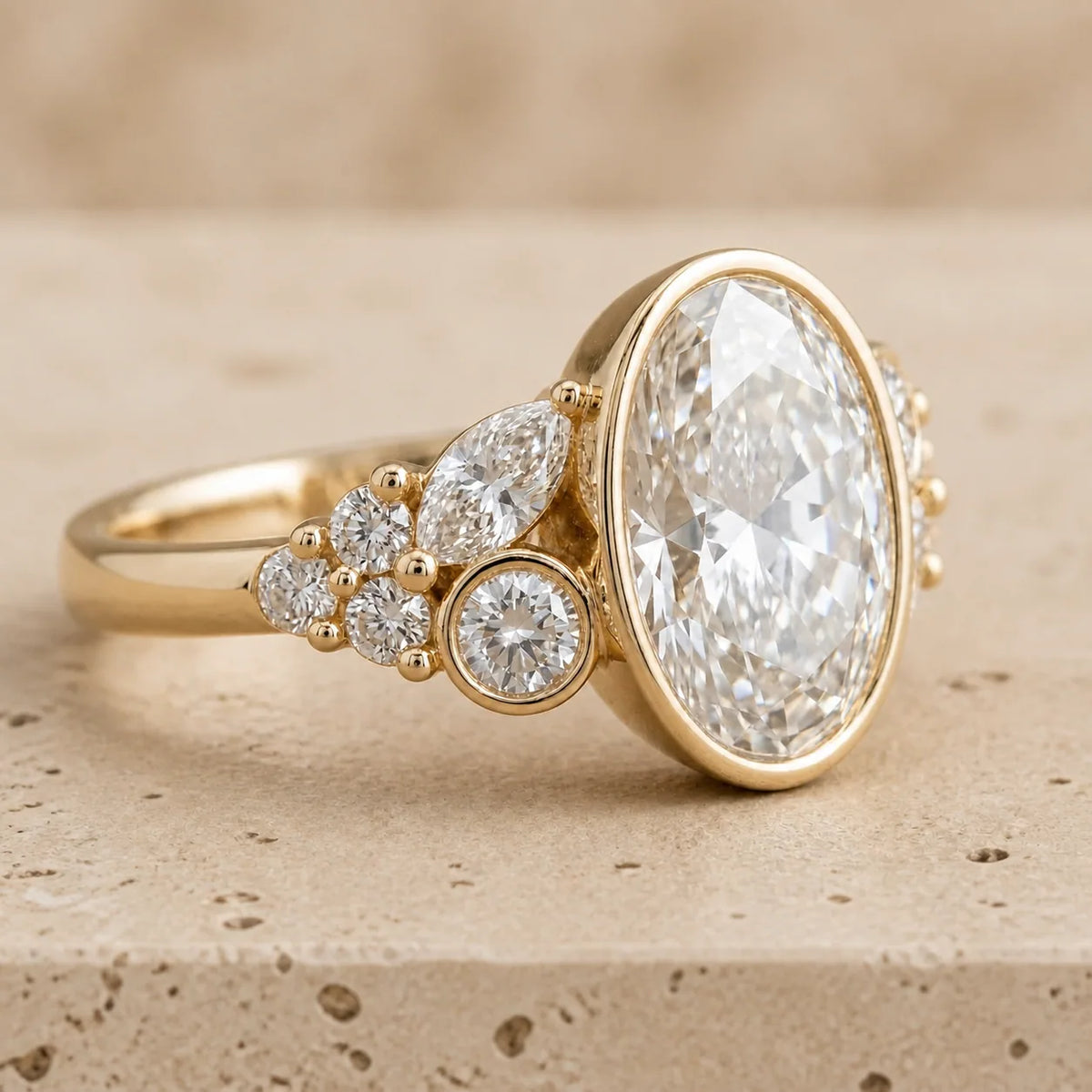 2.72 CT Oval Lab-Grown Diamond Bezel-Set Engagement Ring