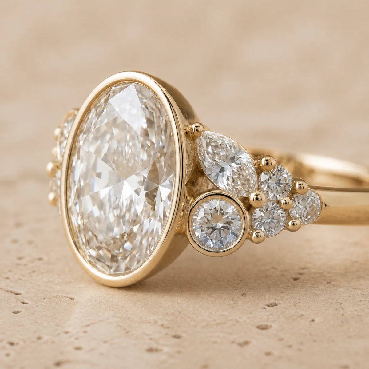 2.72 CT Oval Lab-Grown Diamond Bezel-Set Engagement Ring