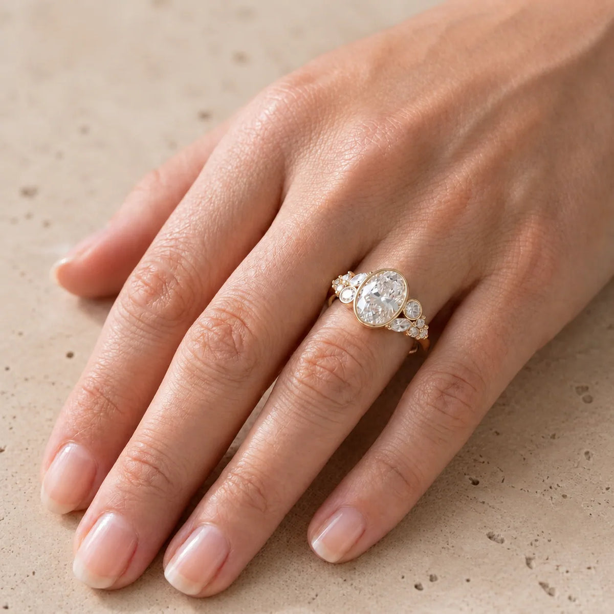 2.72 CT Oval Lab-Grown Diamond Bezel-Set Engagement Ring