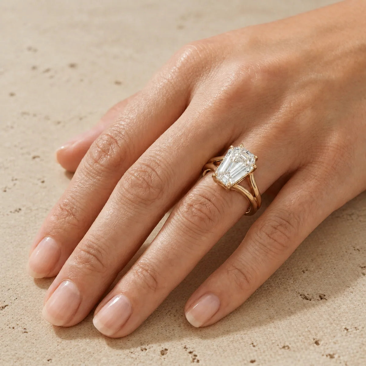 2.8 CT Coffin Lab-Grown Diamond Engagement Ring