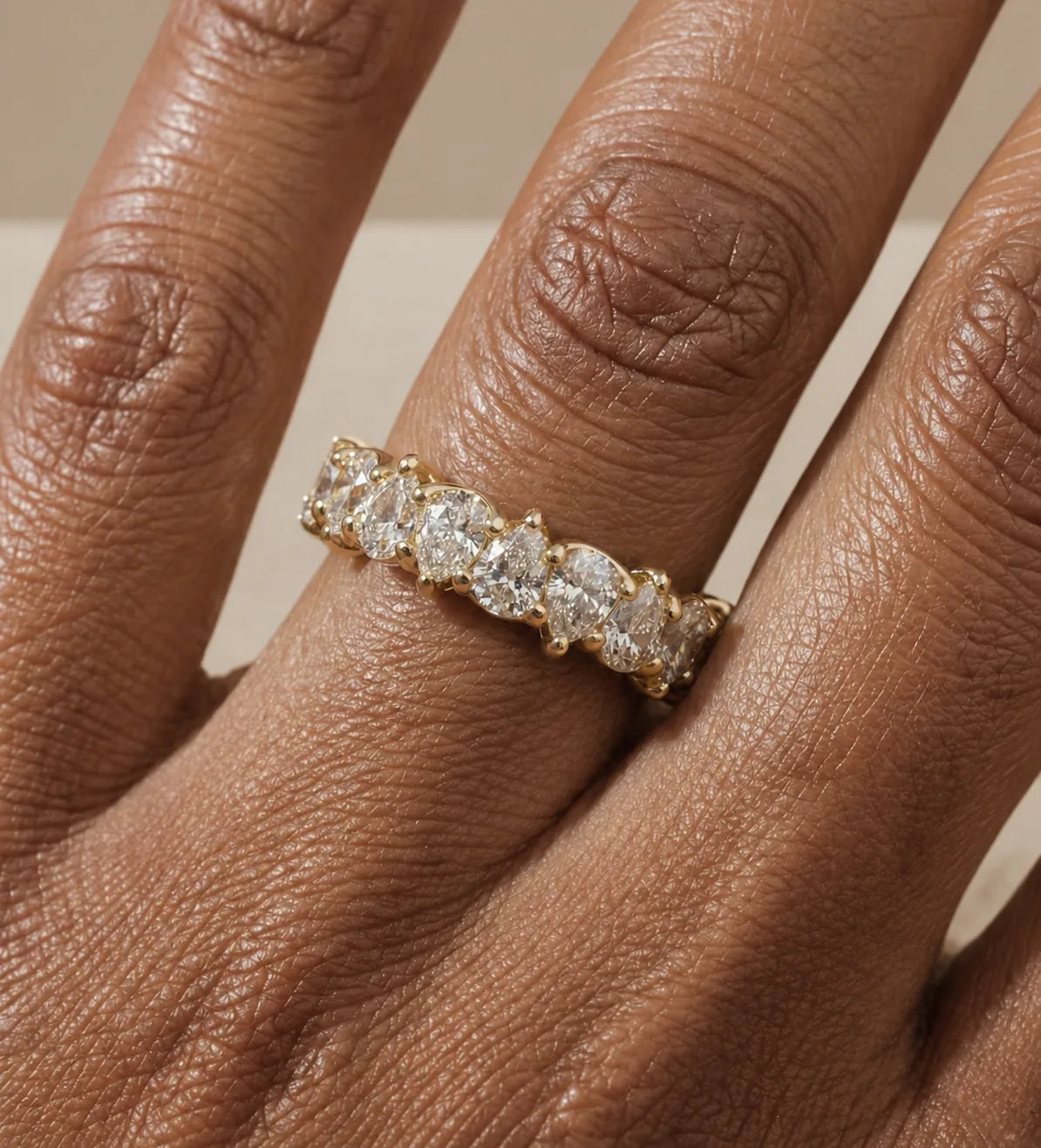 2.80 CTW Pear Lab-Grown Diamond Prong-Set Full Eternity Band