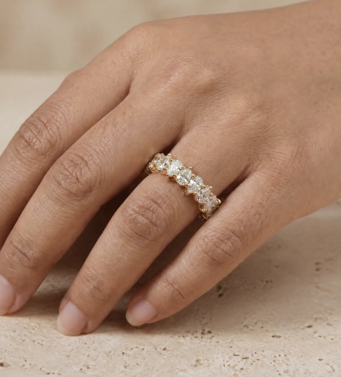 2.80 CTW Pear Lab-Grown Diamond Prong-Set Full Eternity Band
