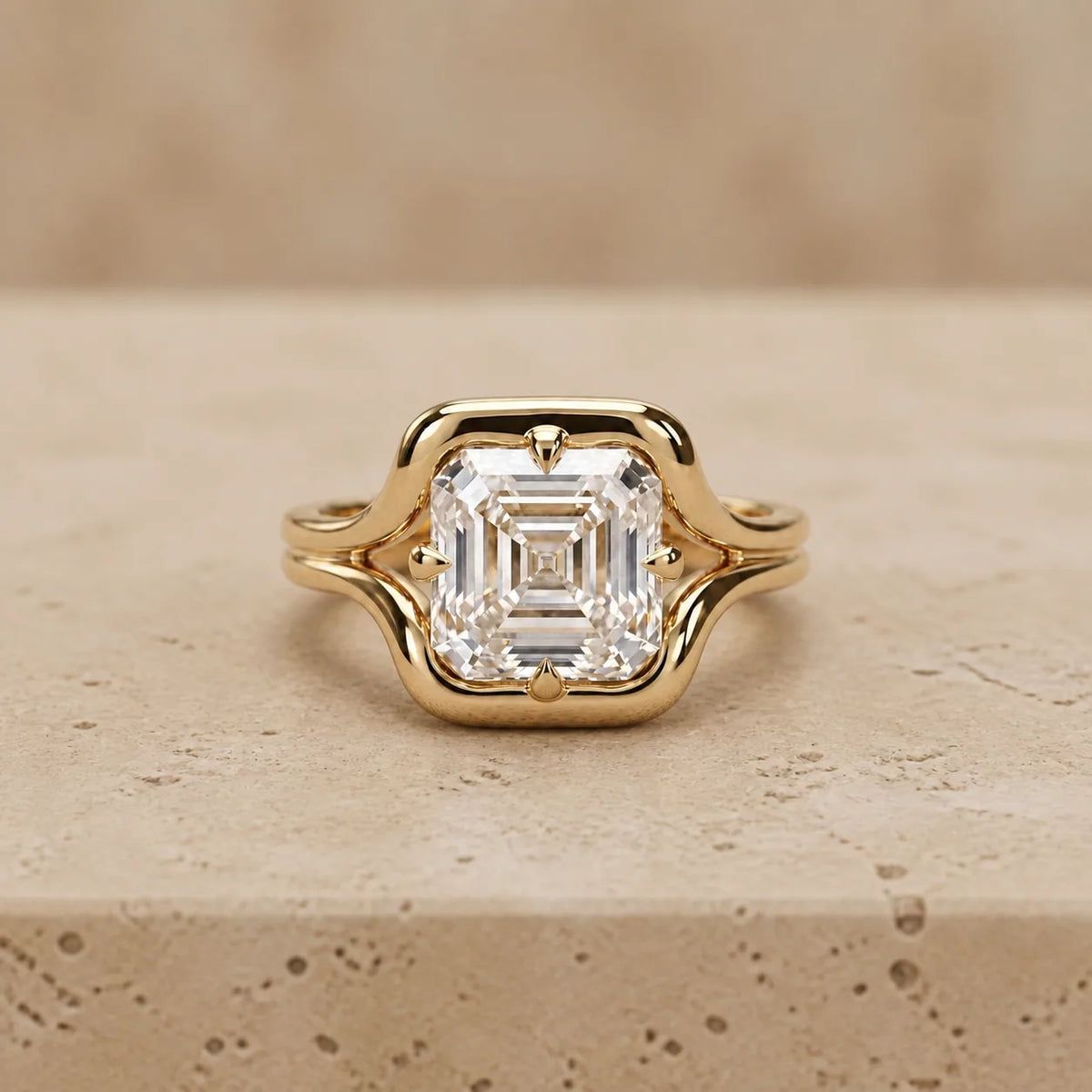 2 CT Asscher Lab-Grown Diamond Art Deco Compass-Prong Engagement Ring