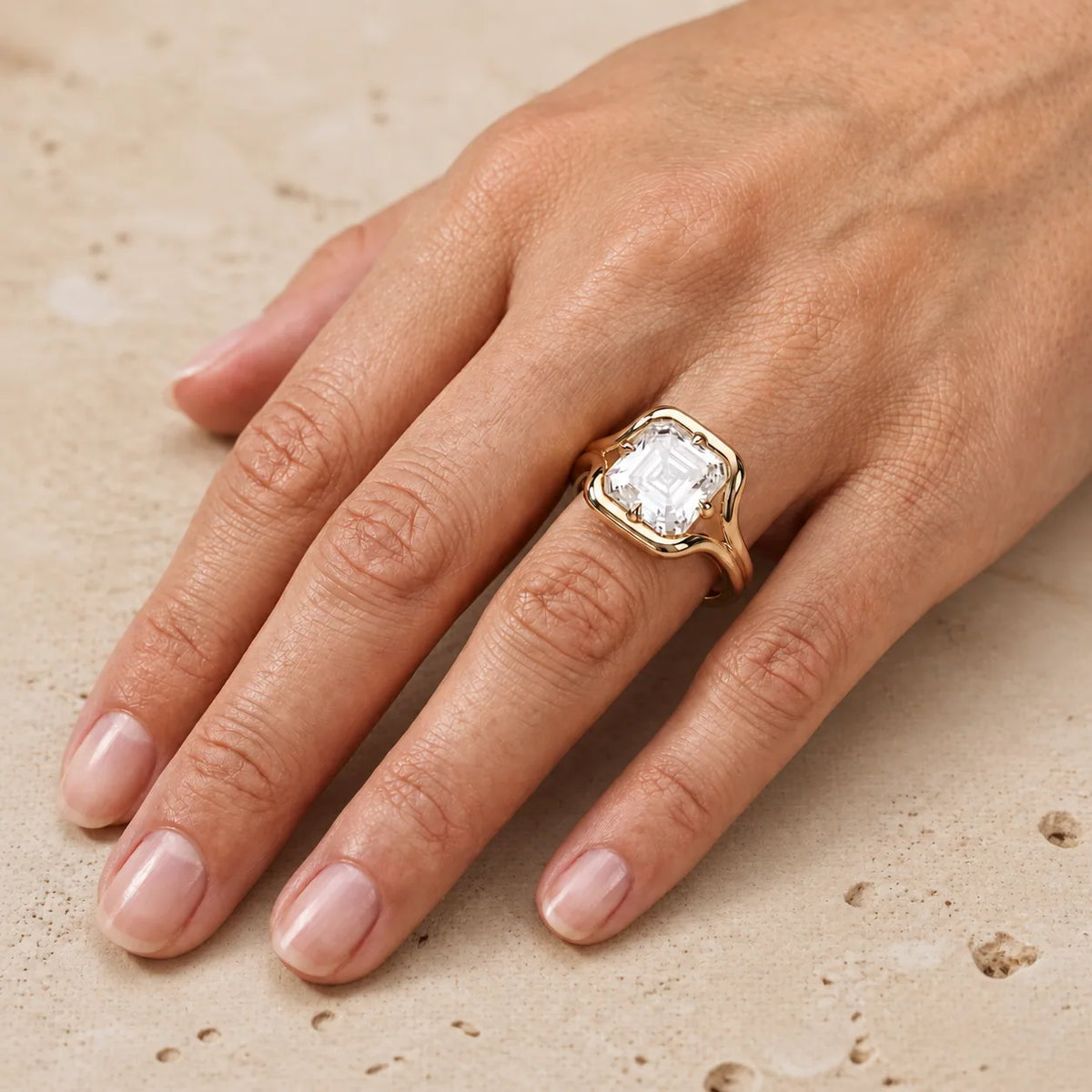 2 CT Asscher Lab-Grown Diamond Art Deco Compass-Prong Engagement Ring
