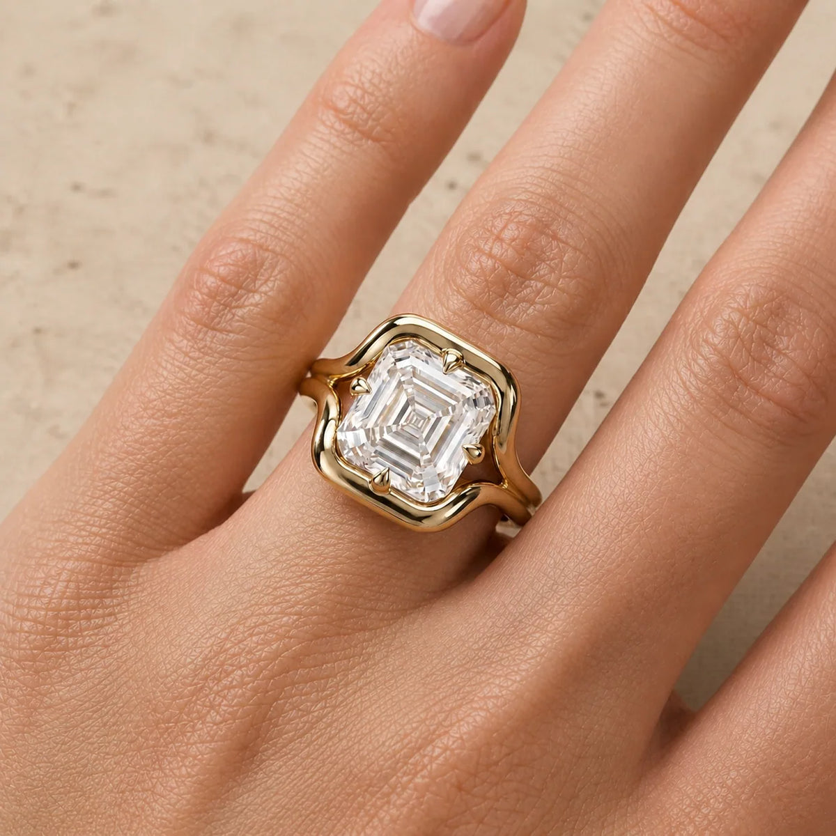 2 CT Asscher Lab-Grown Diamond Art Deco Compass-Prong Engagement Ring