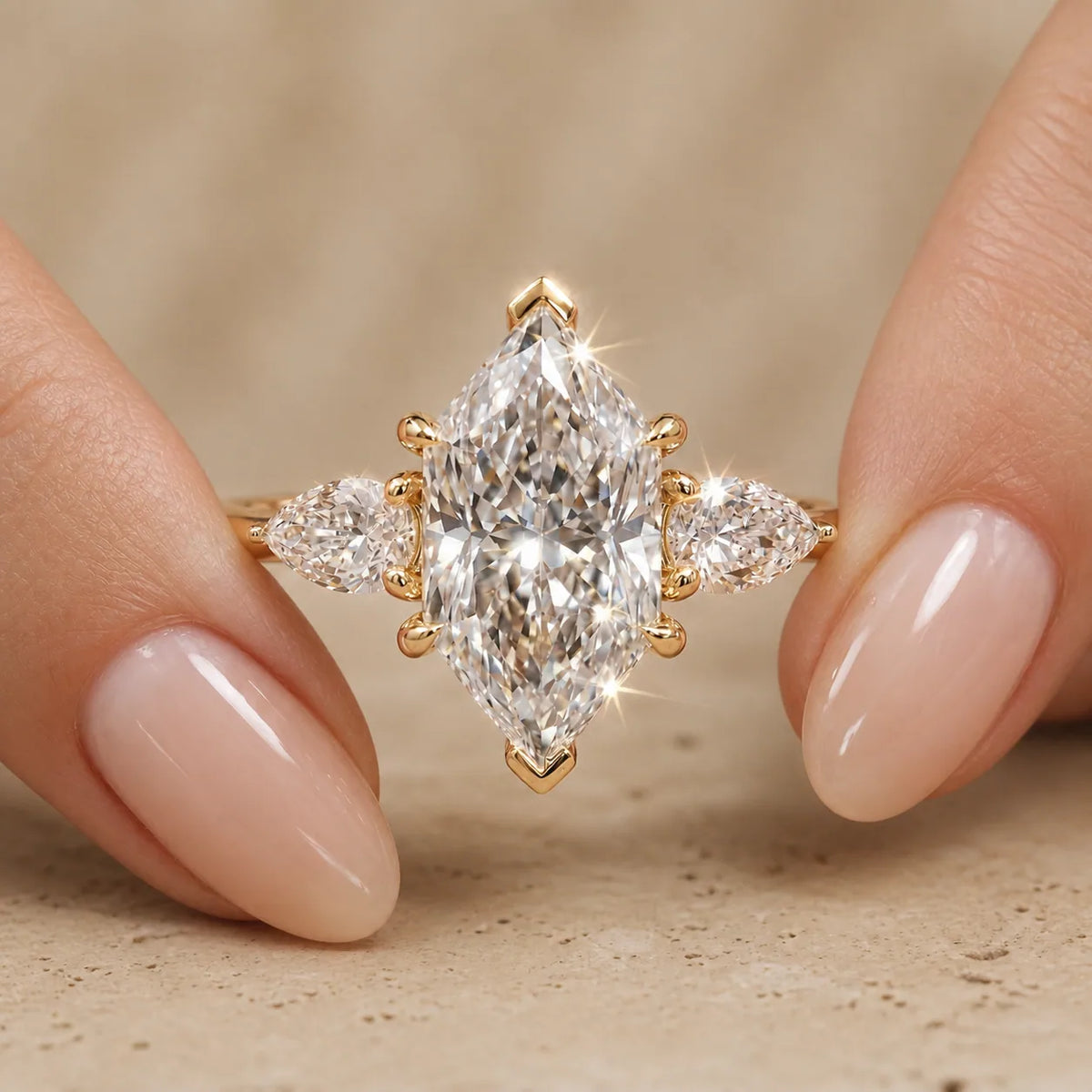 2 CT Dutch Marquise Lab-Grown Diamond Three-Stone Engagement Ring