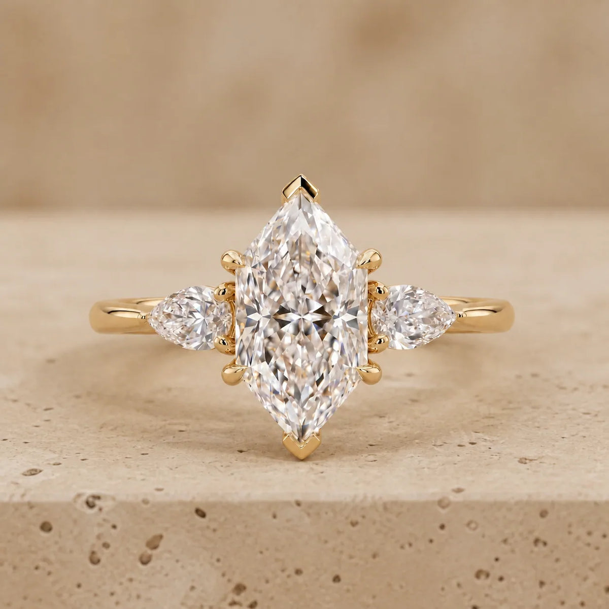 2 CT Dutch Marquise Lab-Grown Diamond Three-Stone Engagement Ring