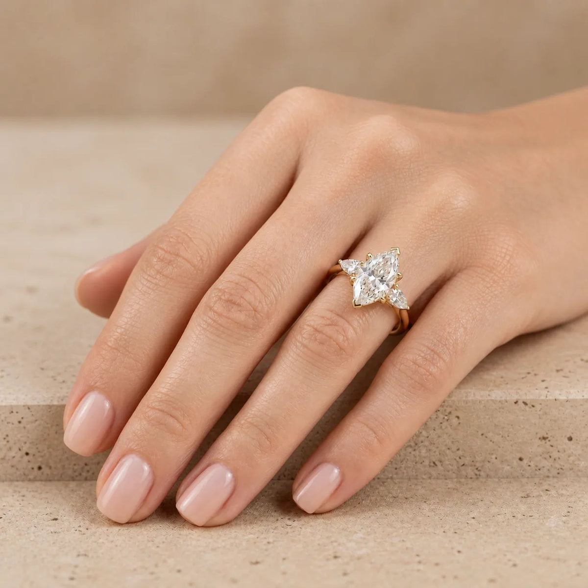 2 CT Dutch Marquise Lab-Grown Diamond Three-Stone Engagement Ring