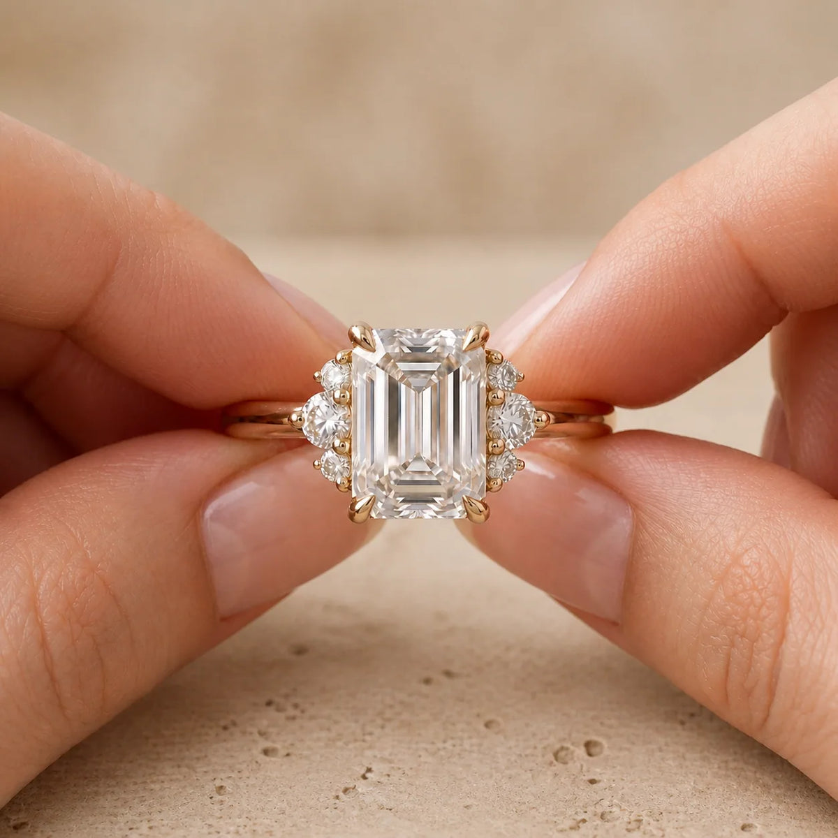 2 CT Emerald Lab-Grown Diamond Engagement Ring