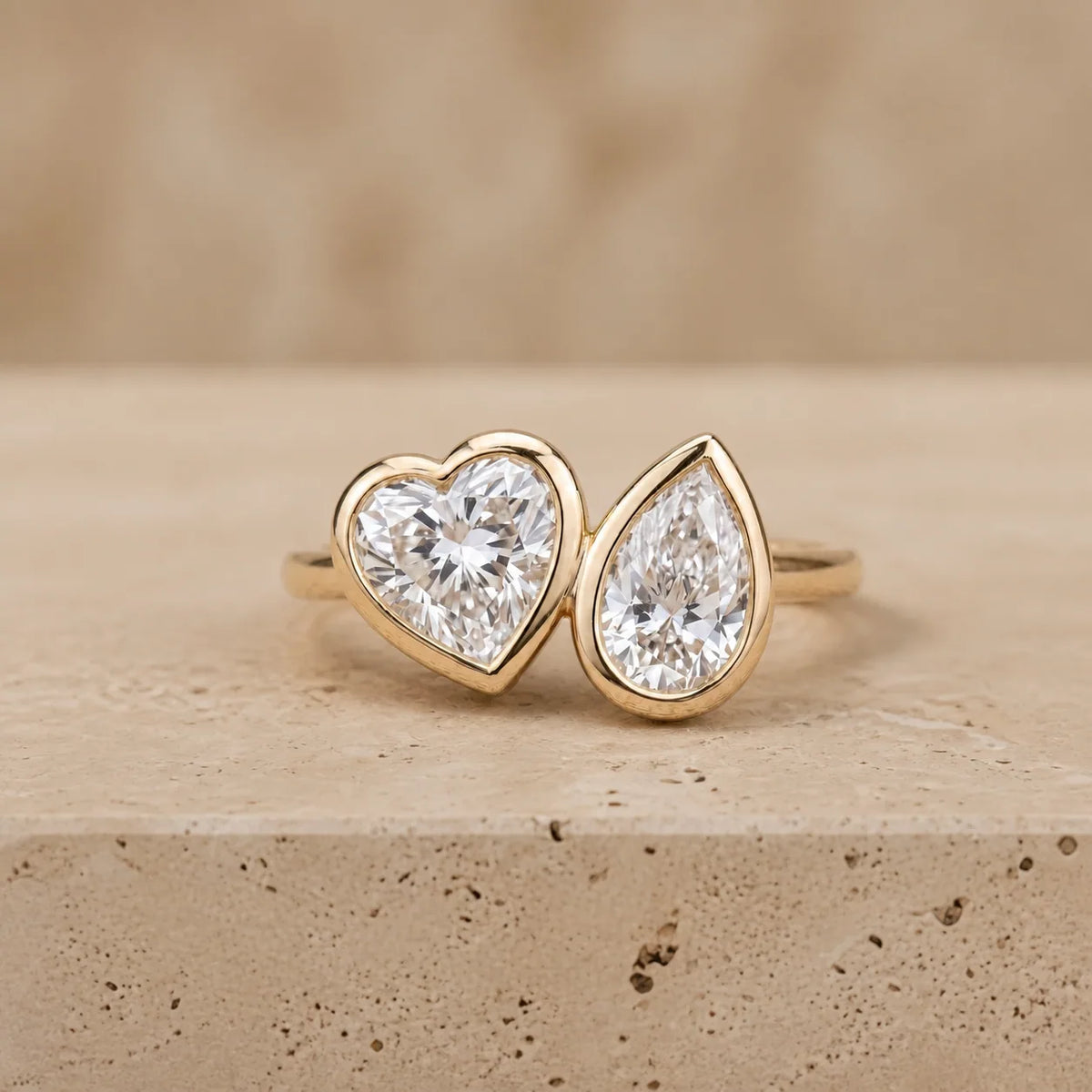 2 CT Heart & Pear Lab-Grown Diamond Toi et Moi Ring