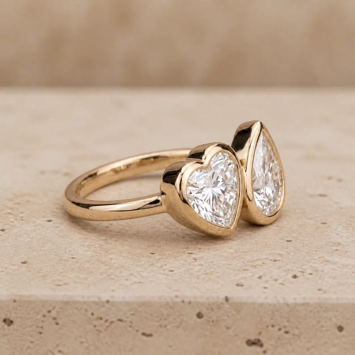 2 CT Heart & Pear Lab-Grown Diamond Toi et Moi Ring