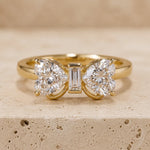 2 CT Heart Lab-Grown Diamond Three-Stone Bow Engagement Ring