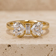 2 CT Heart Lab-Grown Diamond Three-Stone Bow Engagement Ring