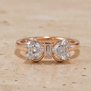 2 CT Heart Lab-Grown Diamond Three-Stone Bow Engagement Ring