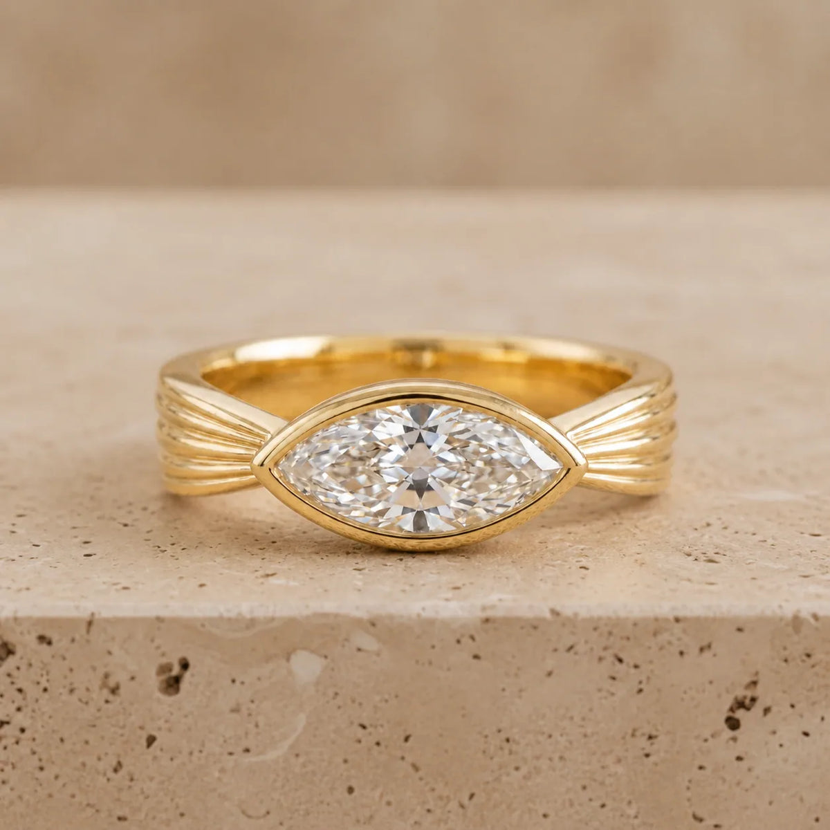2 CT Marquise Lab-Grown Diamond Bezel-Set East-West Engagement Ring