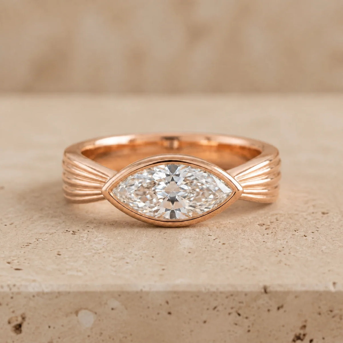 2 CT Marquise Lab-Grown Diamond Bezel-Set East-West Engagement Ring