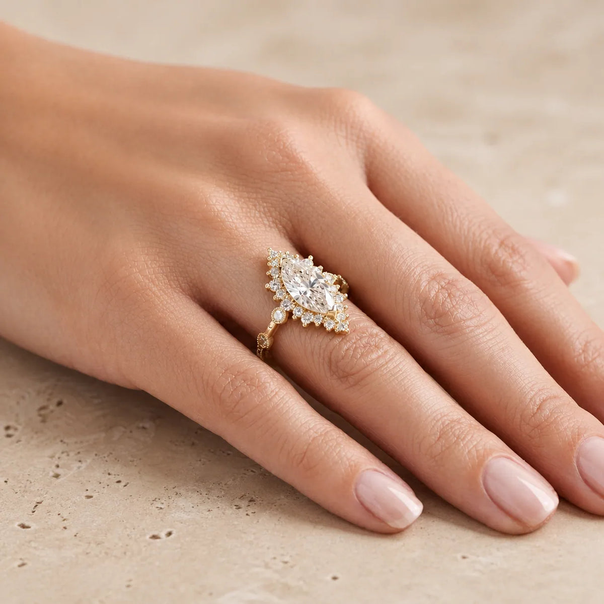 2 CT Marquise Lab-Grown Diamond Vintage-Inspired Engagement Ring