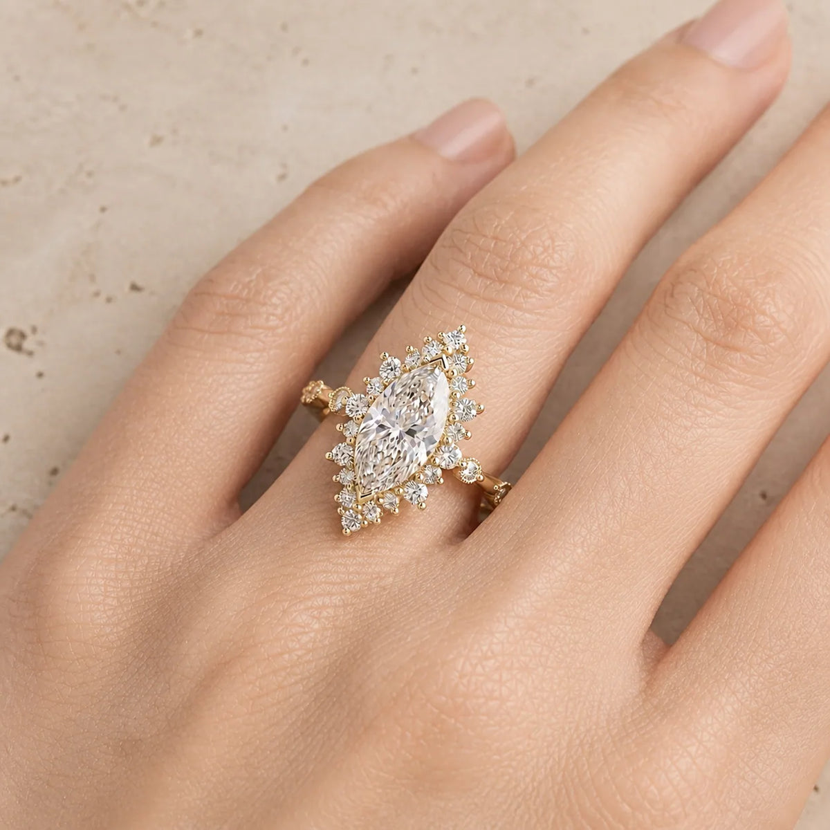 2 CT Marquise Lab-Grown Diamond Vintage-Inspired Engagement Ring