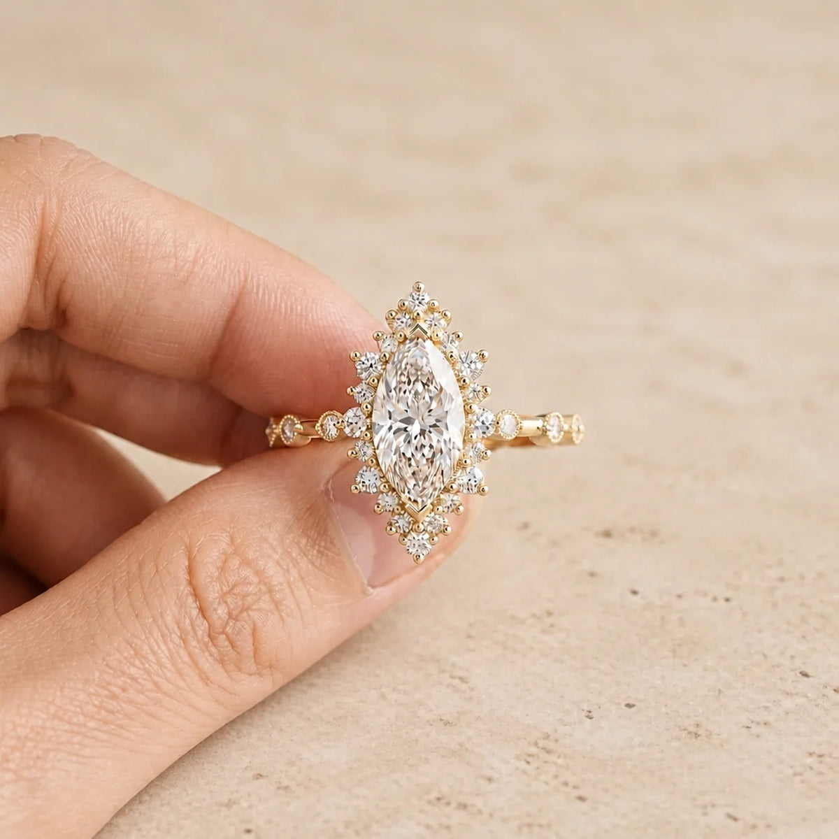 2 CT Marquise Lab-Grown Diamond Vintage-Inspired Engagement Ring