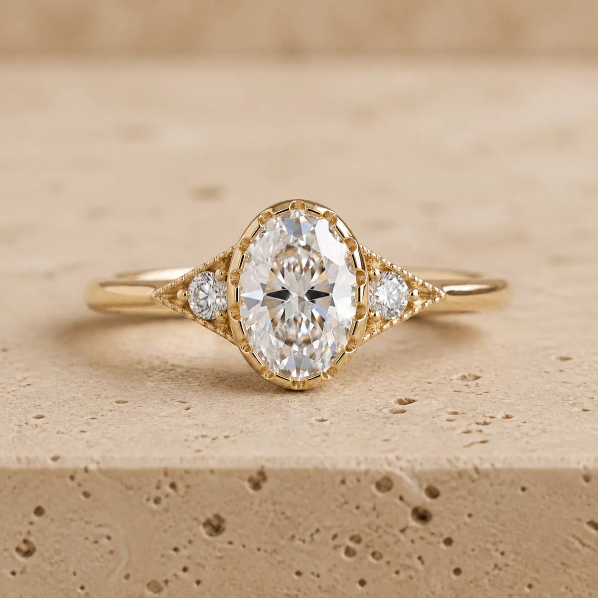 2 CT Oval Lab-Grown Diamond Three-Stone Engagement Ring