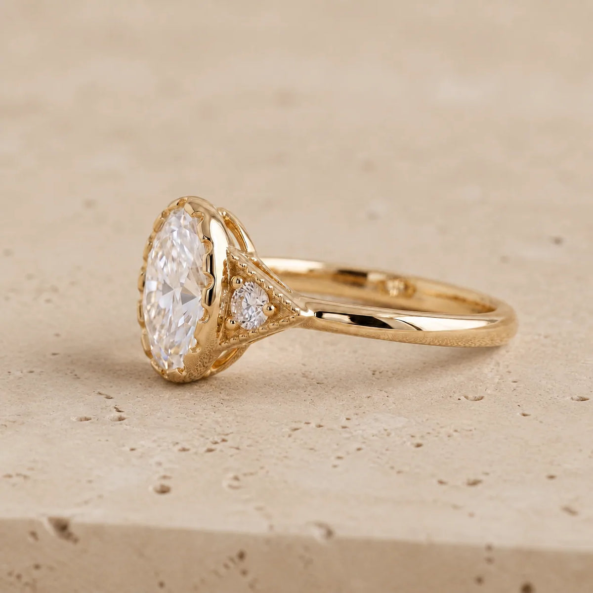 2 CT Oval Lab-Grown Diamond Three-Stone Engagement Ring