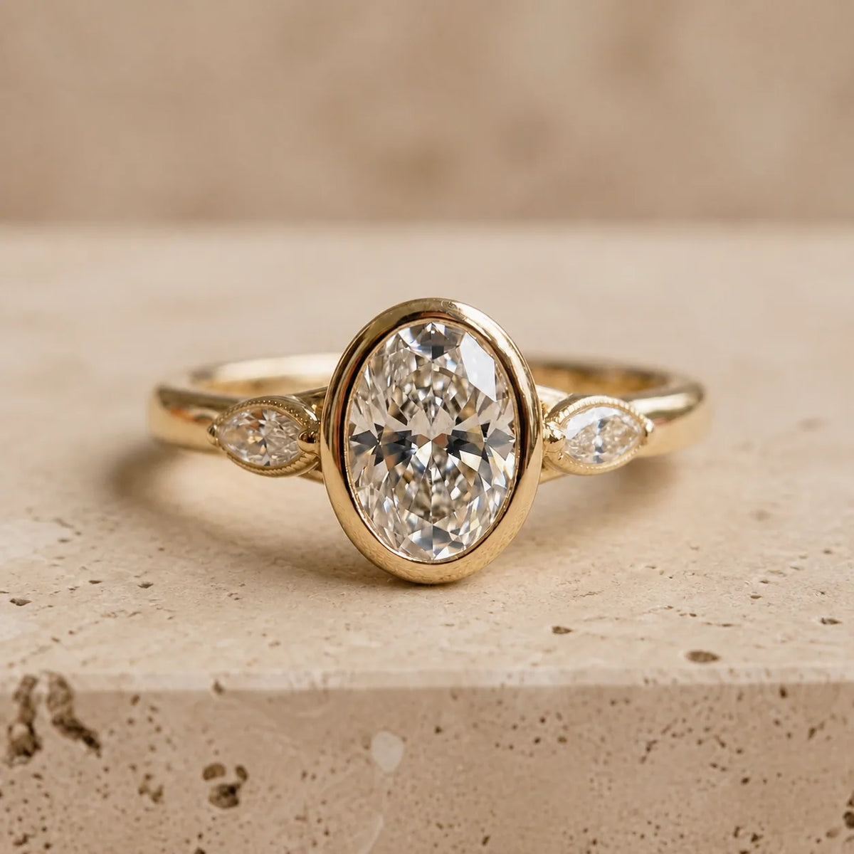 2 CT Oval Lab-Grown Diamond Three-Stone Engagement Ring