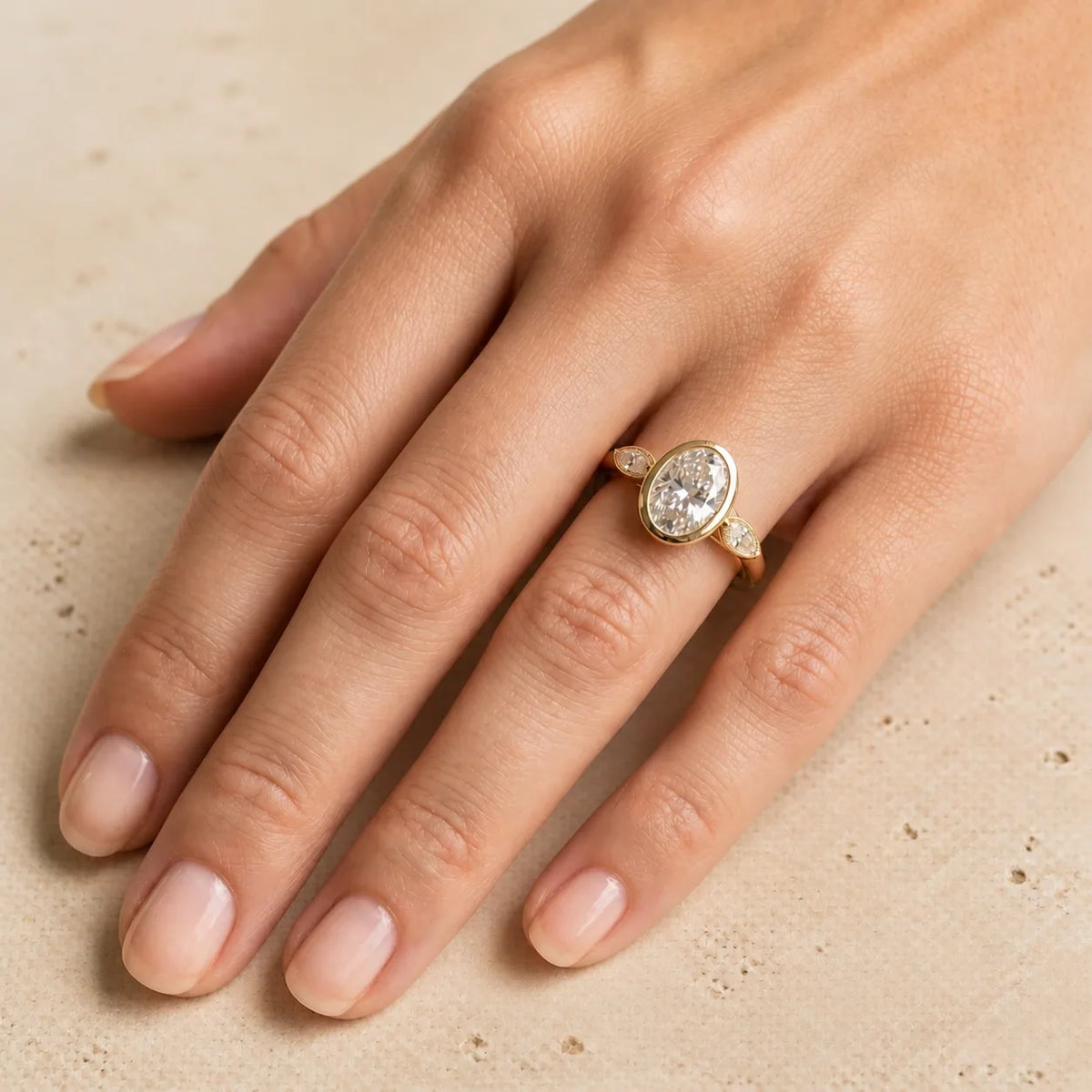 2 CT Oval Lab-Grown Diamond Three-Stone Engagement Ring