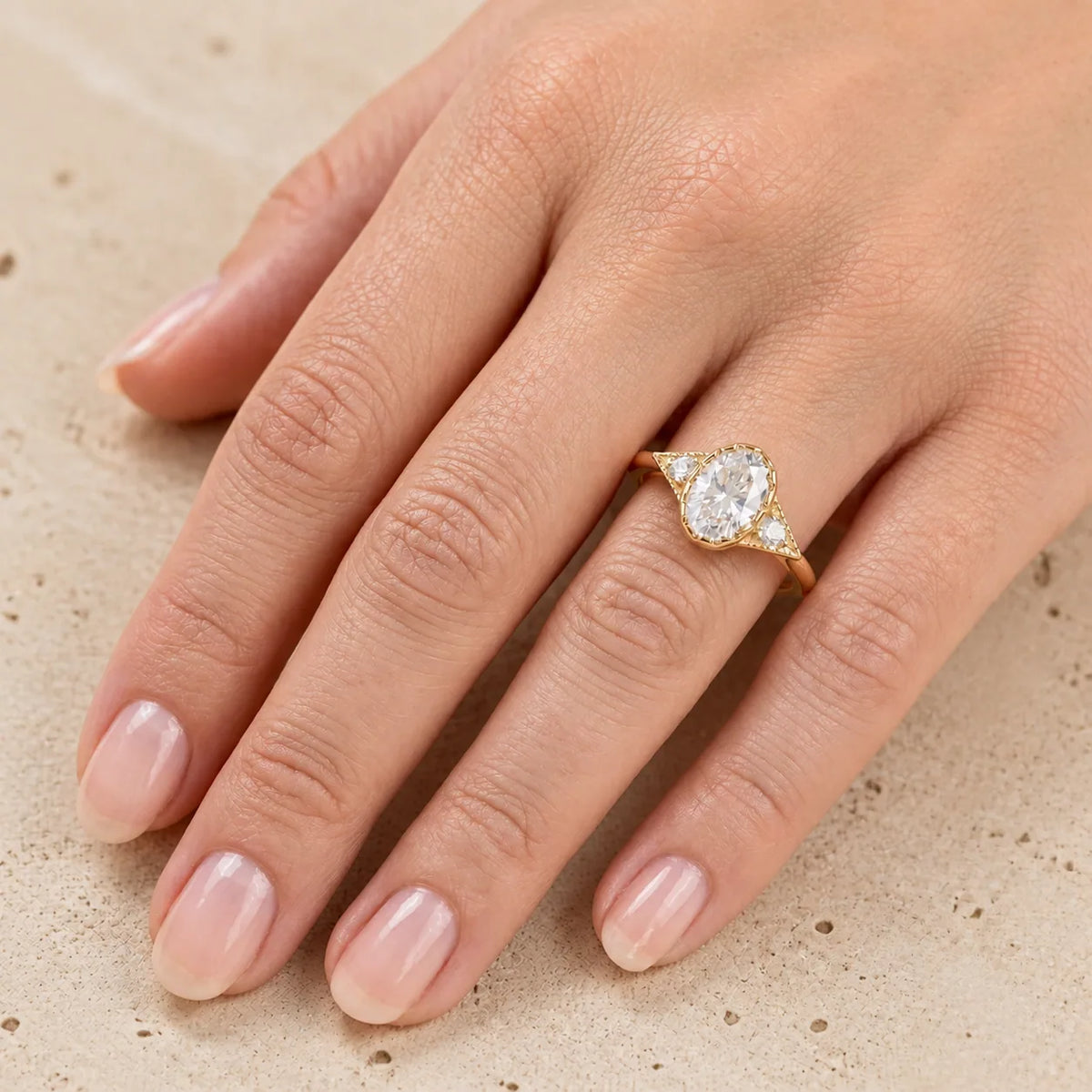 2 CT Oval Lab-Grown Diamond Three-Stone Engagement Ring