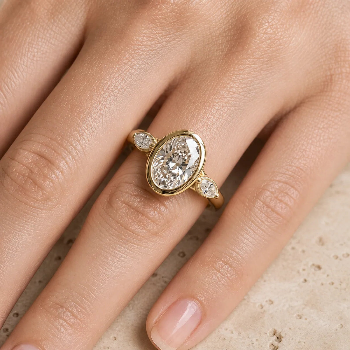 2 CT Oval Lab-Grown Diamond Three-Stone Engagement Ring