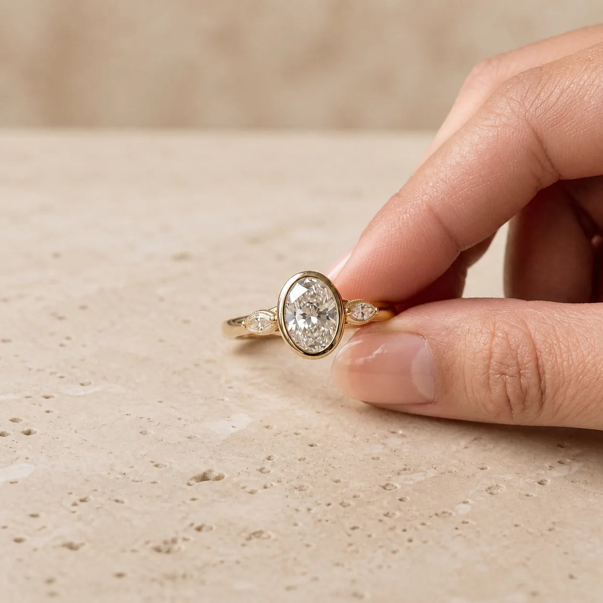 2 CT Oval Lab-Grown Diamond Three-Stone Engagement Ring