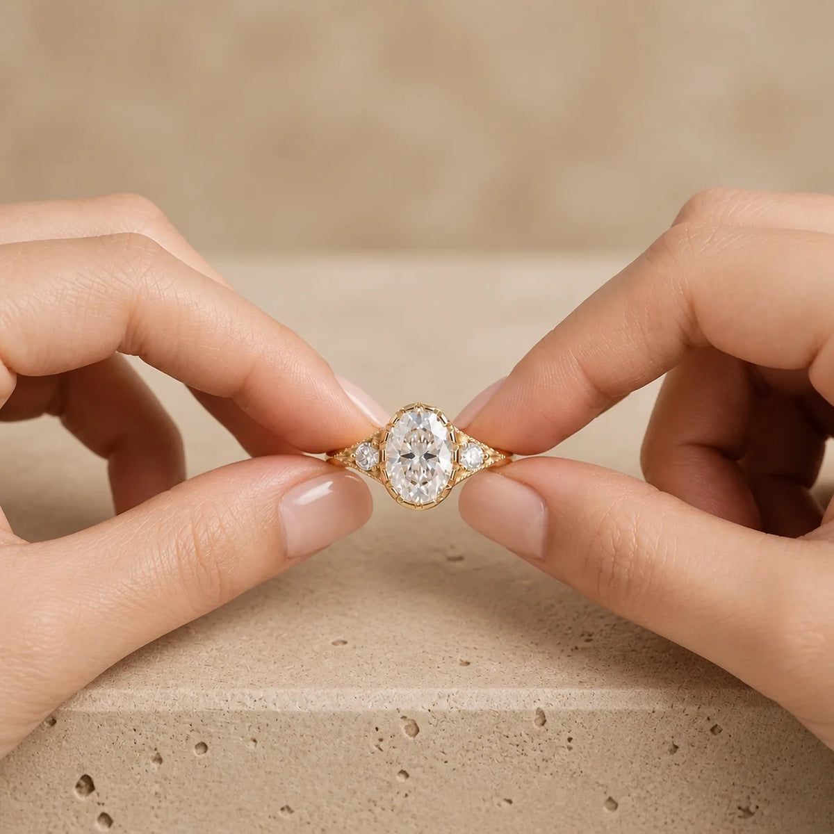 2 CT Oval Lab-Grown Diamond Three-Stone Engagement Ring