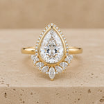 2 CT Pear Lab-Grown Diamond Halo Bezel-Set Engagement Ring