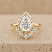 2 CT Pear Lab-Grown Diamond Halo Bezel-Set Engagement Ring
